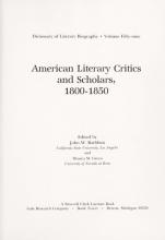 Cover image of American literary critics and scholars, 1800-1850